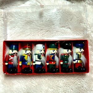 Wooden nutcracker ornaments- box of 6